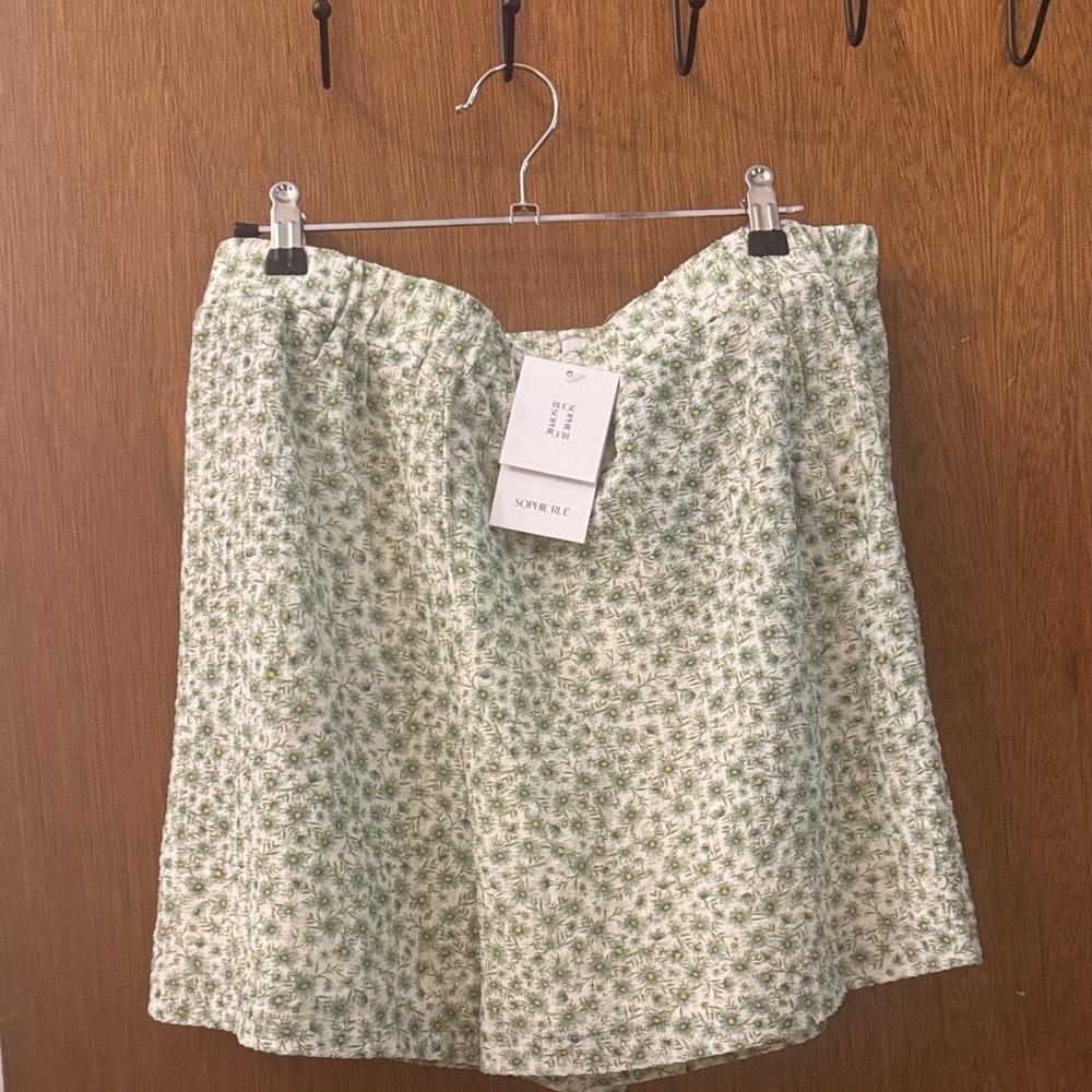 Sophie Rue Leafy Green and Cream Skorts